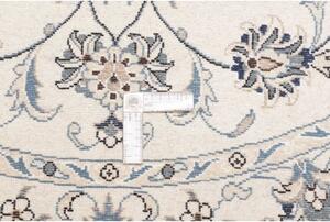 Tappeto Nain Kashmar Medaglione Floreale Avorio Blu Rotondo 140x150 Cm
