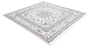 Tappeto Nain Kashmar Medaglione Floreale Avorio Blu Quadrato 194x200 Cm