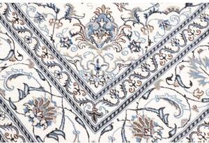 Tappeto Nain Kashmar Medaglione Floreale Avorio Blu Quadrato 194x200 Cm