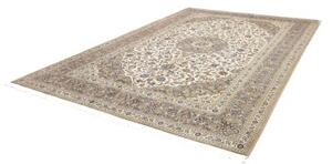 Tappeto Kashan Medaglione Floreale Avorio Blu 252x367 Cm