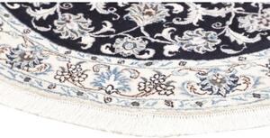 Tappeto Nain Kashmar Medaglione Floreale Blu Scuro Bianco Rotondo 140x145 Cm