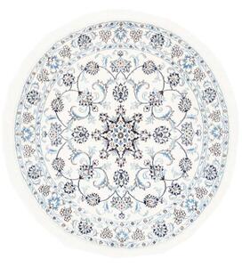 Tappeto Nain Kashmar Medaglione Floreale Avorio Blu Rotondo 145x150 Cm