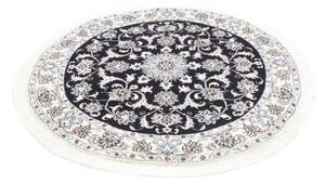 Tappeto Nain Kashmar Medaglione Floreale Blu Scuro Avorio Rotondo 140x150 Cm
