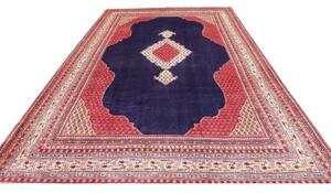 Tappeto Sarough Geometrico Blu Scuro Rosso 262x395 Cm