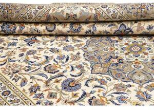 Tappeto Kashan Medaglione Floreale Avorio Blu 252x367 Cm