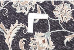 Tappeto Nain Kashmar Medaglione Floreale Blu Notte Avorio Rotondo 145x150 Cm