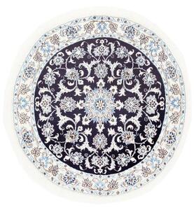 Tappeto Nain Kashmar Medaglione Floreale Blu Scuro Avorio Rotondo 140x150 Cm