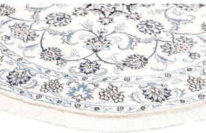 Tappeto Nain Kashmar Medaglione Floreale Bianco Blu Rotondo 140x150 Cm