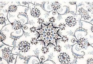Tappeto Nain Kashmar Medaglione Floreale Avorio Blu Rotondo 140x150 Cm