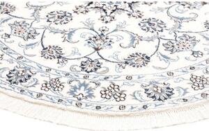 Tappeto Nain Kashmar Medaglione Floreale Avorio Blu Rotondo 145x150 Cm