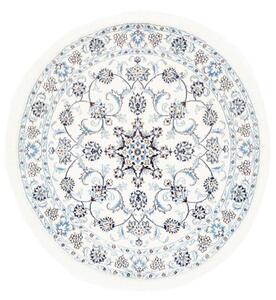 Tappeto Nain Kashmar Medaglione Floreale Avorio Blu Rotondo 140x150 Cm