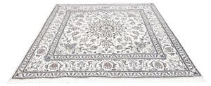 Tappeto Nain Kashmar Medaglione Floreale Avorio Blu Quadrato 194x200 Cm