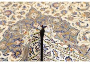 Tappeto Kashan Medaglione Floreale Avorio Blu 252x367 Cm