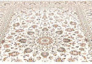 Tappeto Kashan Medaglione Floreale Avorio Blu 194x296 Cm