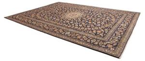 Tappeto Kashan Medaglione Floreale Blu Notte Avorio 305x412 Cm