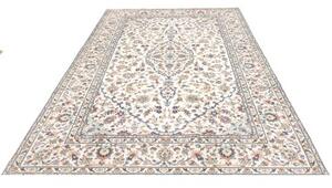 Tappeto Kashan Medaglione Floreale Avorio Blu Cobalto 200x300 Cm
