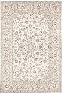 Tappeto Kashan Medaglione Floreale Avorio Blu 194x296 Cm