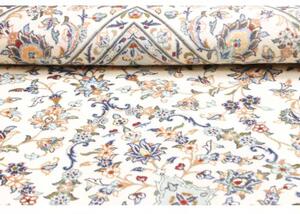 Tappeto Kashan Medaglione Floreale Avorio Blu Cobalto 200x300 Cm