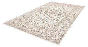 Tappeto Kashan Medaglione Floreale Avorio Blu 194x296 Cm