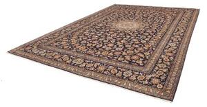 Tappeto Kashan Medaglione Floreale Blu Notte Avorio 305x412 Cm