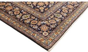 Tappeto Kashan Medaglione Floreale Blu Notte Avorio 305x412 Cm