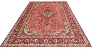 Tappeto Tabriz Stilizzato Rosso Corallo Rosso Scuro 206x296 Cm