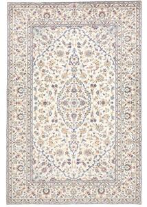 Tappeto Kashan Medaglione Floreale Avorio Blu Cobalto 200x300 Cm