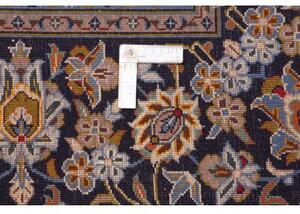 Tappeto Kashan Medaglione Floreale Blu Notte Avorio 305x412 Cm