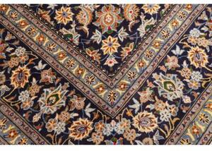 Tappeto Kashan Medaglione Floreale Blu Notte Avorio 305x412 Cm