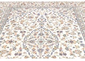 Tappeto Kashan Medaglione Floreale Avorio Blu Cobalto 200x300 Cm