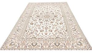 Tappeto Kashan Medaglione Floreale Avorio Blu 194x296 Cm