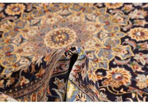 Tappeto Kashan Medaglione Floreale Blu Notte Avorio 305x412 Cm