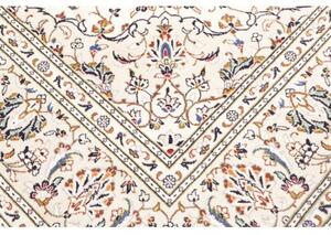 Tappeto Kashan Medaglione Floreale Avorio Blu 194x296 Cm