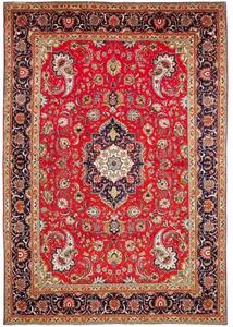 Tappeto Tabriz Medaglione Floreale Rosso Blu Scuro 248x360 Cm