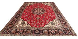 Tappeto Tabriz Medaglione Floreale Rosso Blu Scuro 250x362 Cm
