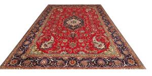 Tappeto Tabriz Medaglione Floreale Rosso Blu Scuro 247x363 Cm