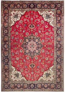 Tappeto Tabriz Medaglione Floreale Rosso Blu Scuro 250x362 Cm
