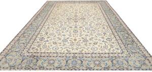 Tappeto Kashan Floreale Avorio Azzurro 292x400 Cm