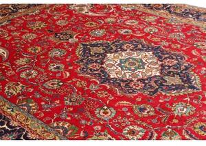 Tappeto Tabriz Medaglione Floreale Rosso Blu Scuro 247x363 Cm