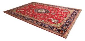 Tappeto Tabriz Medaglione Floreale Rosso Blu Scuro 247x363 Cm