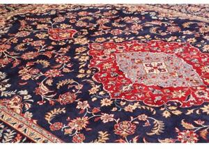 Tappeto Nadjafabad Medaglione Floreale Blu Scuro Avorio 280x406 Cm