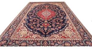 Tappeto Nadjafabad Medaglione Floreale Blu Scuro Avorio 280x406 Cm