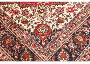 Tappeto Tabriz Medaglione Floreale Rosso Blu Scuro 207x293 Cm