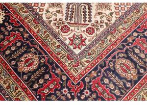 Tappeto Tabriz Medaglione Floreale Rosso Blu Scuro 298x385 Cm