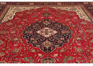 Tappeto Tabriz Medaglione Floreale Rosso Blu Scuro 298x385 Cm