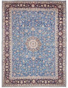 Tappeto Kashan Medaglione Floreale Blu Avorio 296x395 Cm