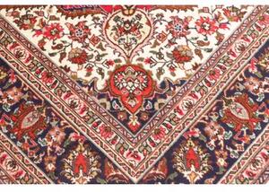 Tappeto Tabriz Medaglione Floreale Rosso Blu Scuro 200x297 Cm