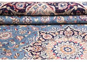 Tappeto Kashan Medaglione Floreale Blu Avorio 296x395 Cm
