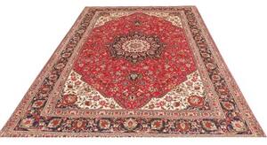 Tappeto Tabriz Medaglione Floreale Rosso Blu Scuro 200x297 Cm