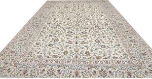 Tappeto Kashan Floreale Avorio Blu 310x442 Cm
